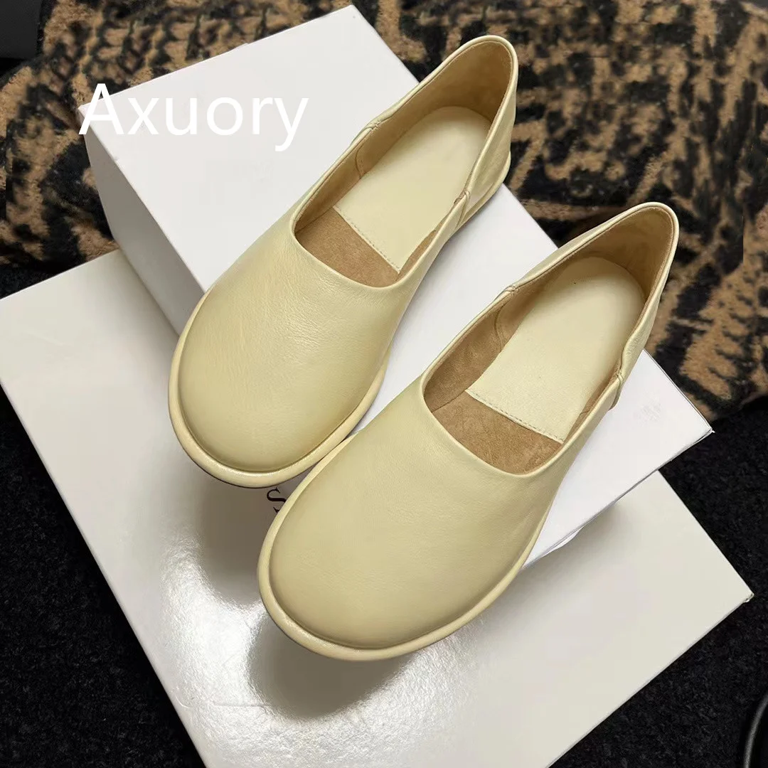 2023 New Women Mary Jane flats Shoe Luxury Design Solid Color Genuine Leather Retro Style Shallow mouth Round head
