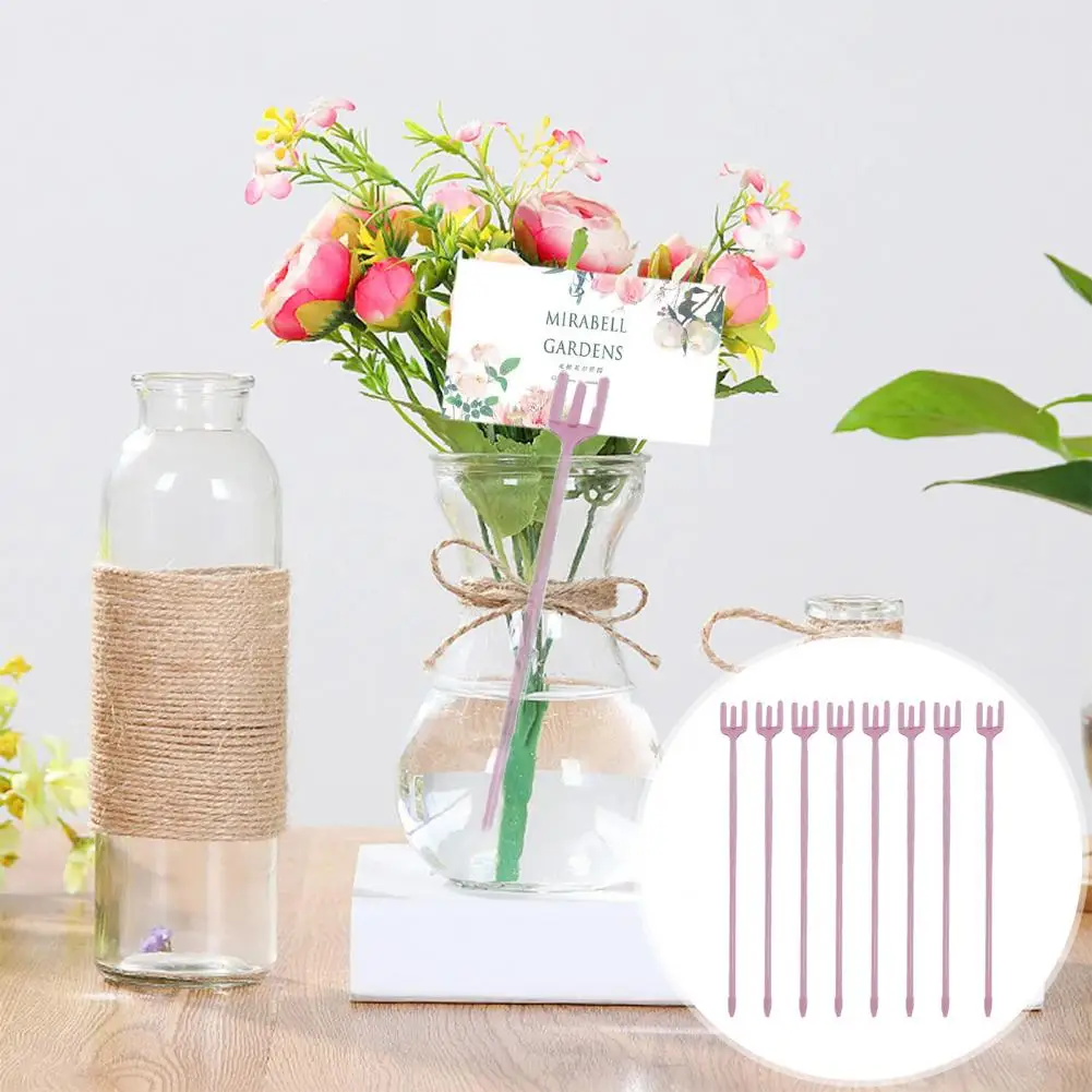 

Unique Floral Pick Exquisite Eco-friendly Birthday Bouquet 3-fork Card Holder Flower Stick Burr Free Card Holder for Party