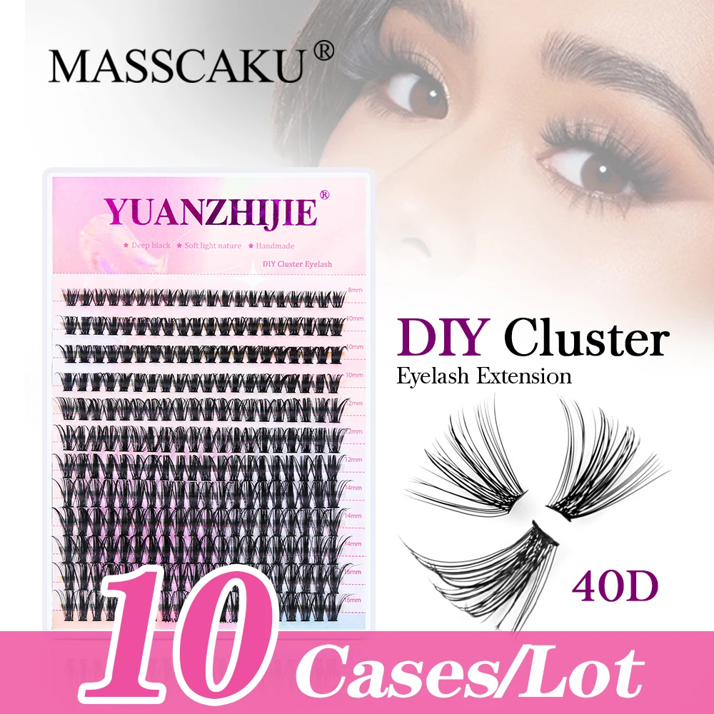 

MASSCAKU (10 pcs/lot) Cluster False Eyelashes Professional 30P/40P 0.07C Curl 8-16mm Mixed Natural Silk Eyelashe