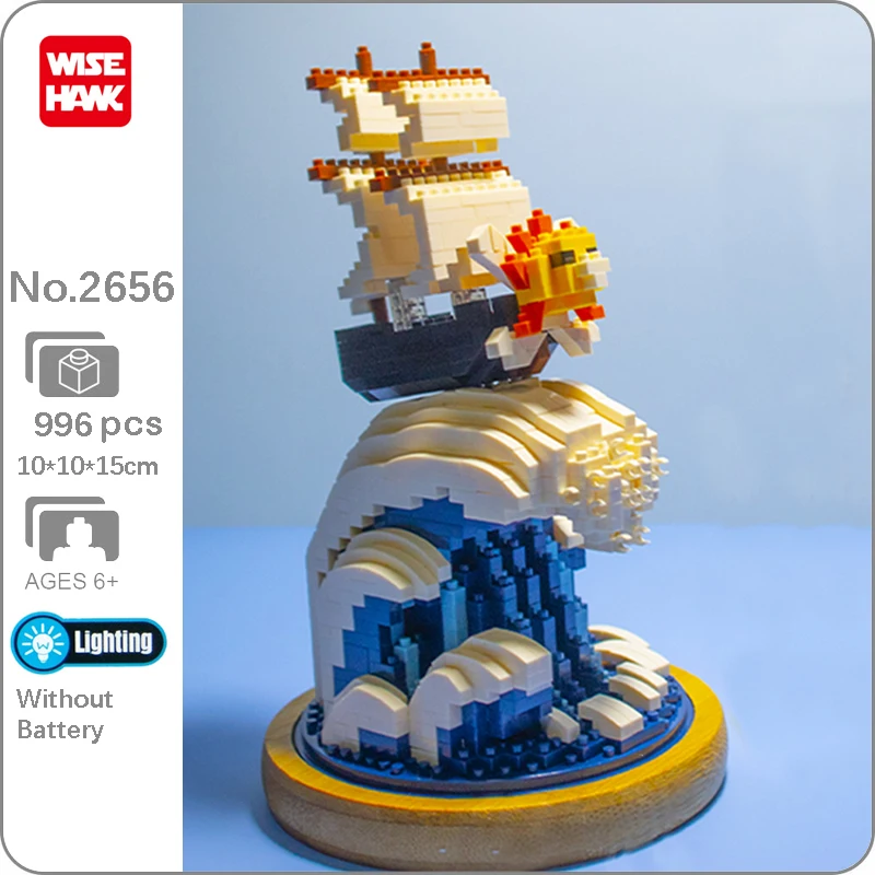 

WS 2656 тысяча солдат пиратский корабль лодка морская волна 3D модель DIY Мини Алмазные блоки кирпичи игрушки для детей без коробки