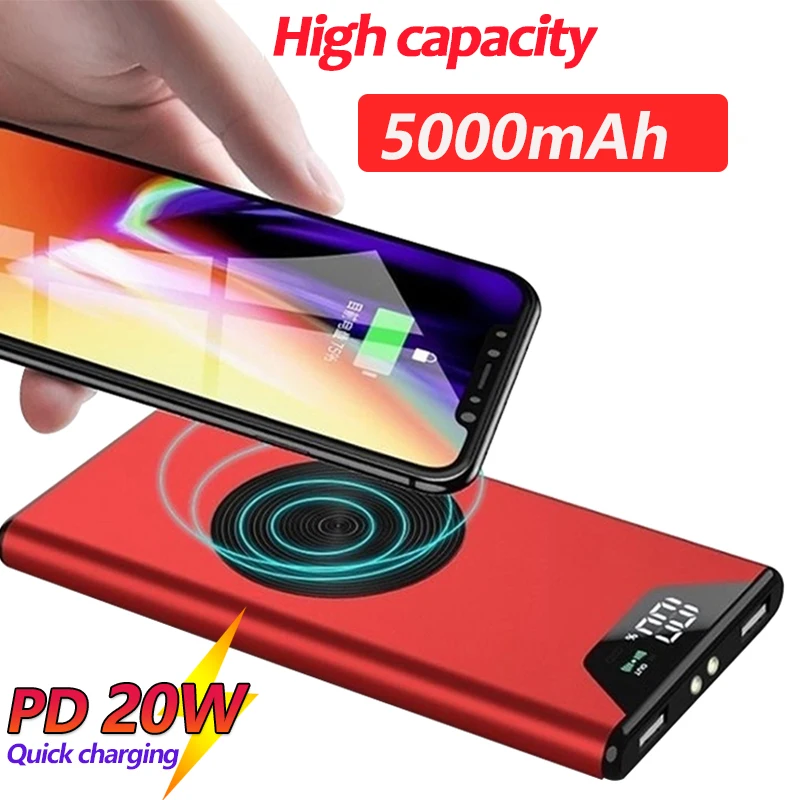 

50000mAh Portable Wireless Power Bank Charger Digital Display for Xiaomi IPhone Samsung 2 USB External Battery