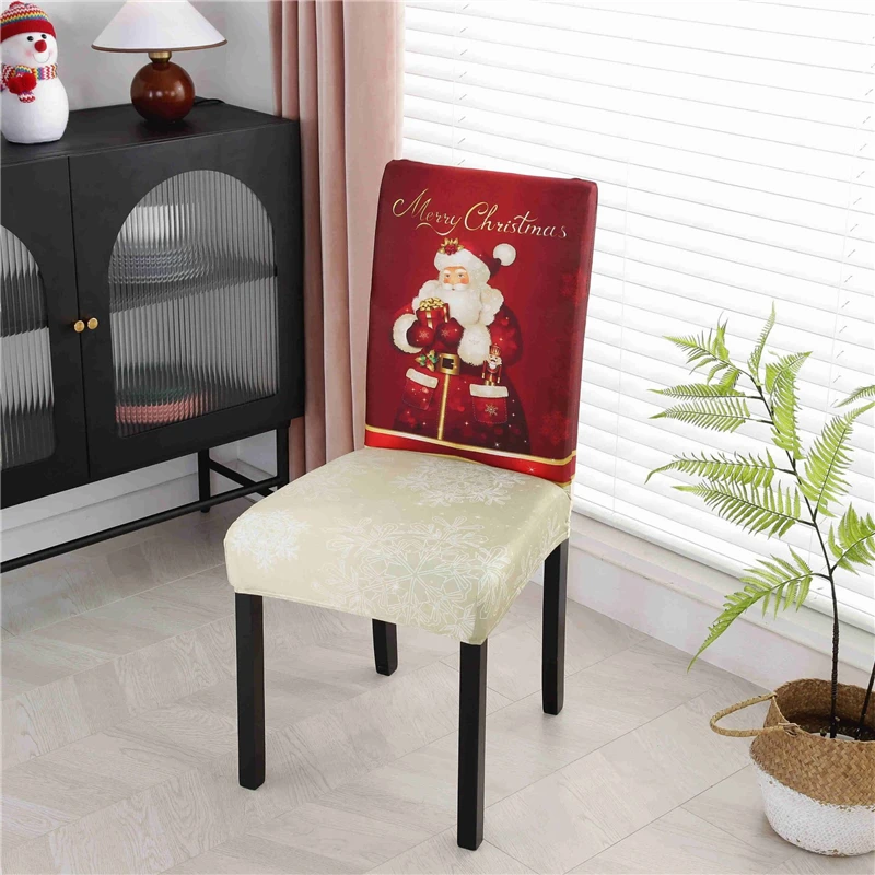 Cover Elk/santa Claus/golden Bell Pattern Chair Cover Christmas Supply