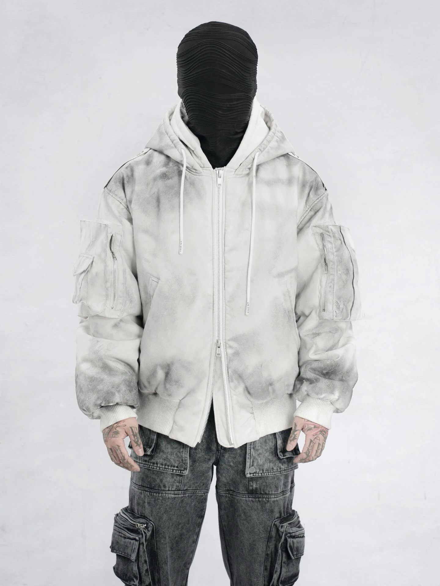 Кожаная куртка с капюшоном и карманами размер S - XXXL цвет в ассортименте