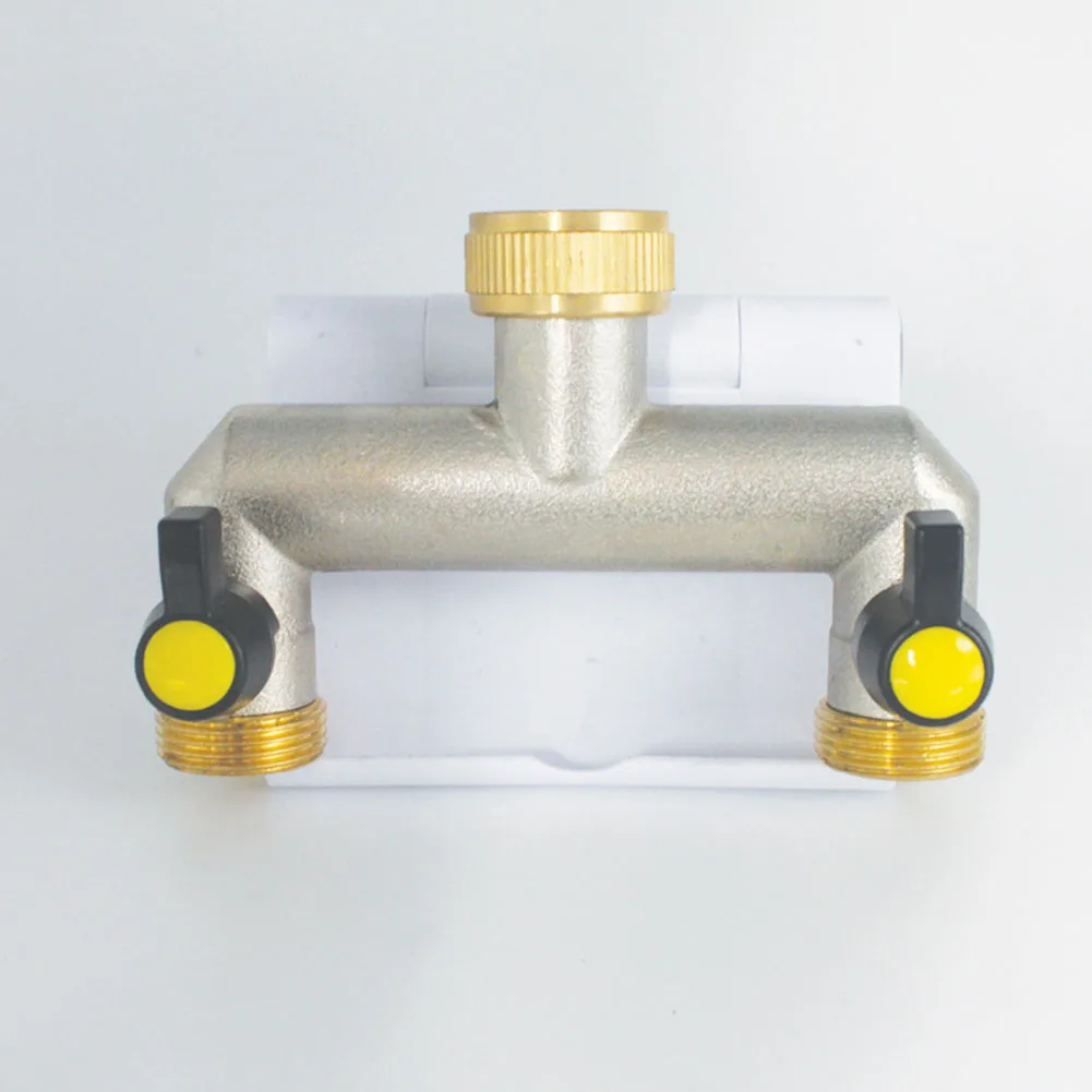 

Water Pipe Connector Brass Tap Splitter 2 Way 3/4 Inch Brass Hose Tap Splitter Tap Splitter With 2 Valves Lawns Vegetables