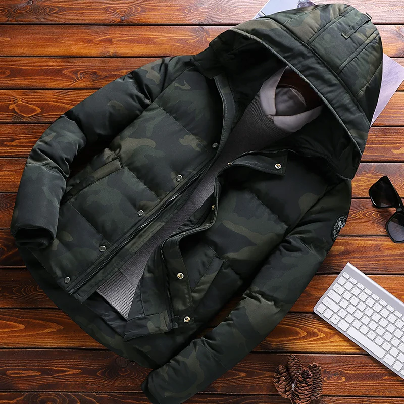 Winter Hooded Jacket Men Camouflage Windproof Thick Man Jacket Coats Homme Clothing Fashion Male Parkas with Hat Oversized 3XL