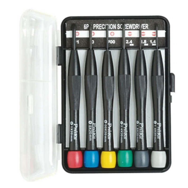 

Proskit 6 Precision Screwdriver Set Chrome Vanadium Steel Phillips Slotted Screwdriver Set For Watch Repair Color Head Tool Set