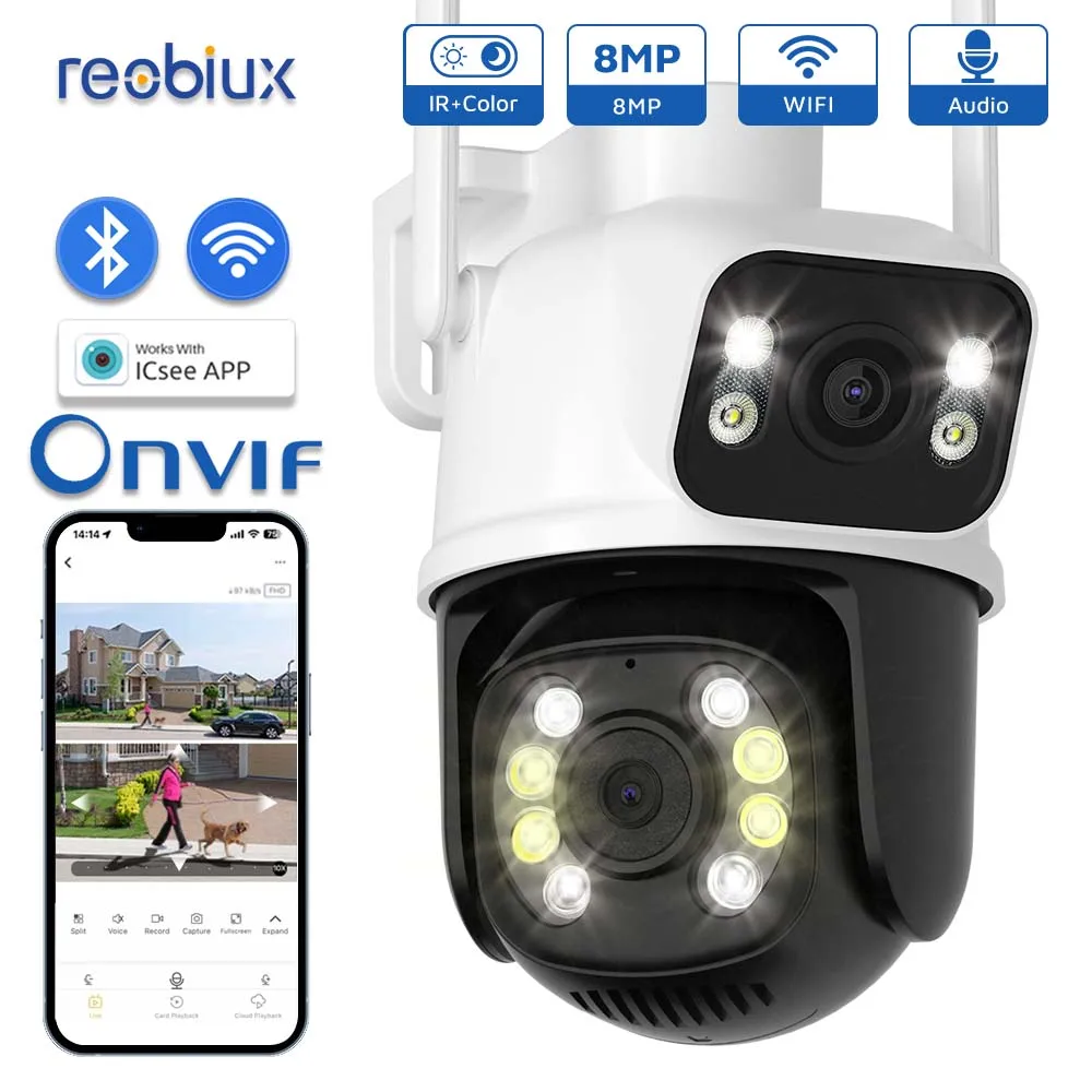 

Outdoor Wifi PTZ Camera 8MP Dual Lens IP Cam Home Surveillance CCTV 4K Camera AI Tracking Security Protection For ICsee App