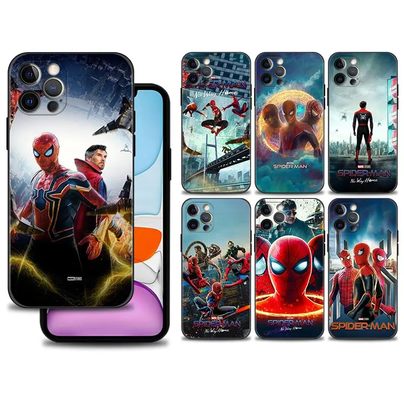 

Phone Case for iPhone 14 13 11 12 Pro XS Max XR X 8 7 6 6S 13mini 12mini SE Cover Silicone Capa Marvel SpiderMan 3 No Way Home