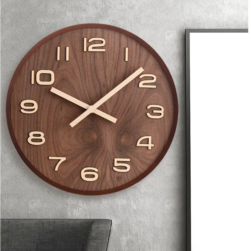 

Simple Chinese Wall Clock Wooden Basswood Pointer Mute Wall Clock Modern Design Reloj De Pared Living Room Decoration Home Decor