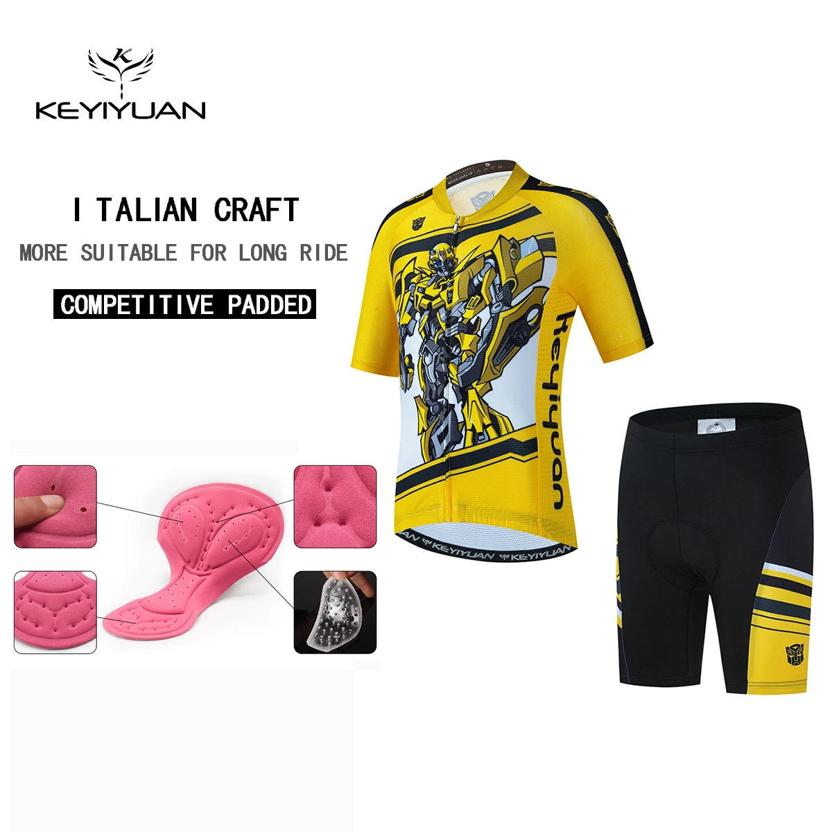 

Новинка от KEYIYUAN, Детский комплект из Джерси с коротким рукавом для велоспорта, Детская велосипедная одежда, топы, летние велосипедные шорты,...