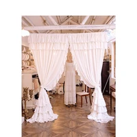 100 cotton solid white curtain with valance for living room ruffles rod pocket cupcake layers cortina drapes for girls bedroom