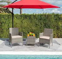 3 Pieces Outdoor Patio Porch Furniture Sets, Pe Rattan Wicker Chairs With Table, For Pool Side & Garden (US Stock)