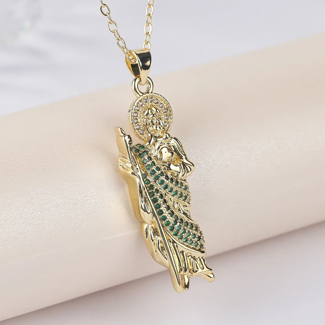 

Variety of Luxury Styles San Judas Tadeo Necklace CZ Gold Plated Jewelry Religious Jewelry Gift for Her Saint Jude Thaddeus