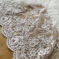 cord eye lash french lace fabric handmade cording lace wedding gowns making lace off white 1 piece3 meters