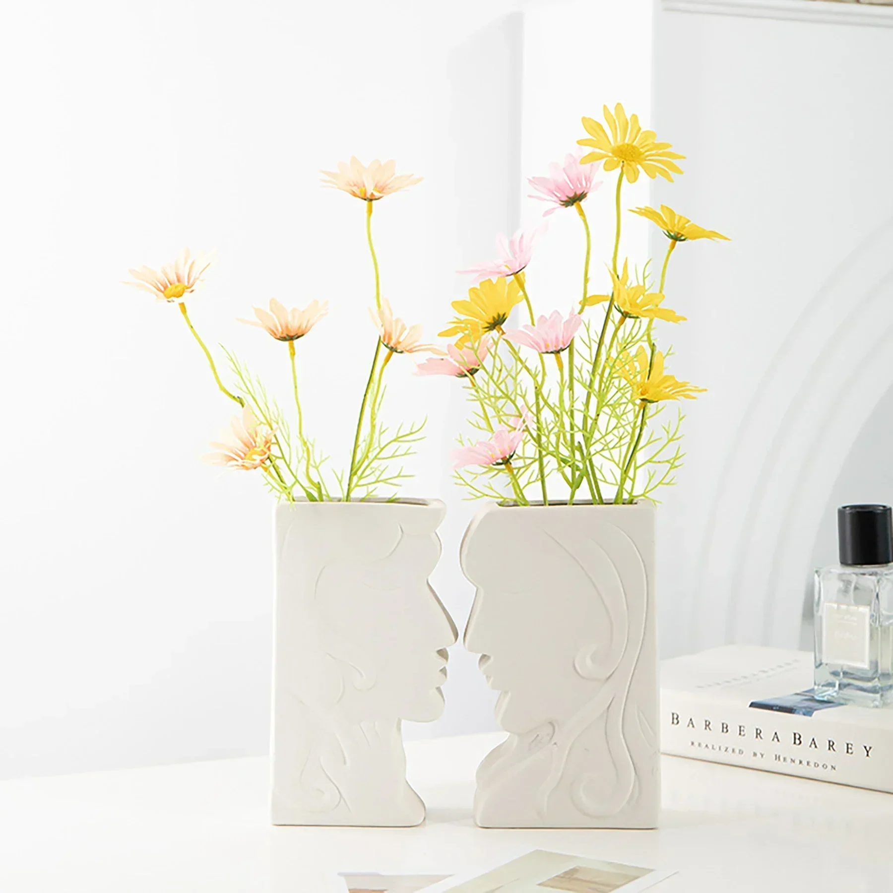 Креативная ваза с человеческим лицом декоративный цветочный горшок сушеные