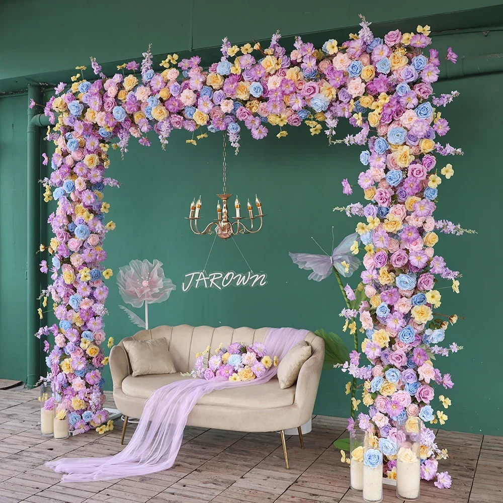 Светло-розовая фиолетовая желтая серия роскошная искусственная роза цветочная