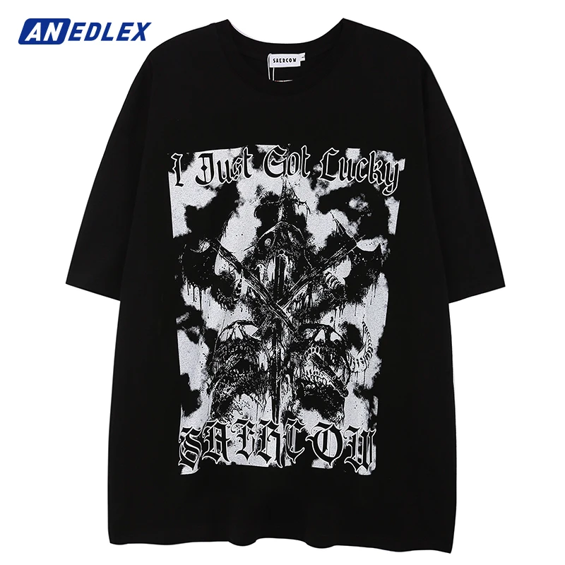 

Hip Hop Oversize Gothic T-Shirt Streetwear Harajuku Dark Graphic Printed T Shirt 2022 Men Spring Summer Short Sleeve Tshirt Tops