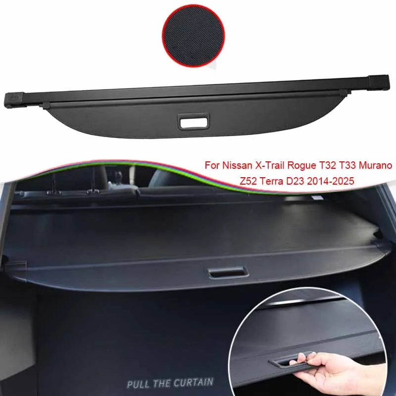 

Car Rear Trunk Curtain Cover Rear Rack Partition Shelter Storage For Nissan X-Trail Rogue T32 T33 Murano Z52 Terra D23 2014-2025