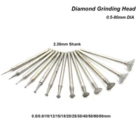 13pcs 0 5 8mm diamond grinding head mounted point bits burrs engraving polishing tools 2 35mm shank for dremel rotary abrasive