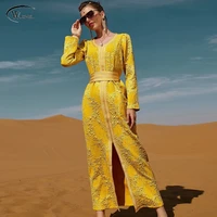 ba7036 long dress court style solid pattern new middle east family women party dress 2022