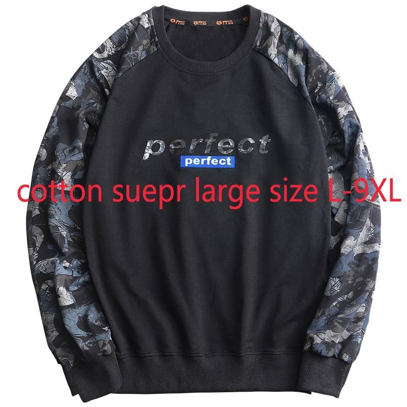 

New Arrival Fashion Suepr Large Spring Autumn Men Fashion Loose Printed O-neck Casual Print Plus Size L-3XL4XL5XL6XL7XL8XL9XL