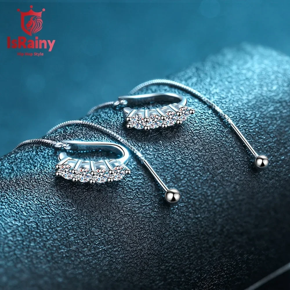 IsRainy D цвет 0 8 карата муассанит стерлингового серебра 925 пробы серьги-клипсы с