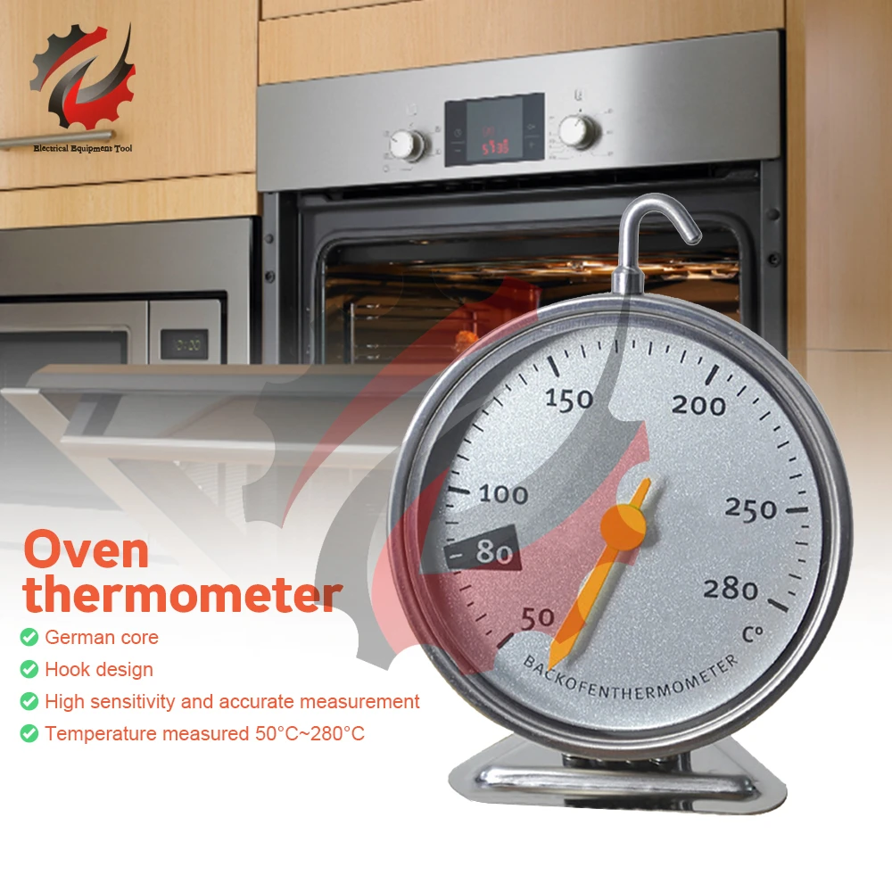 

New Stainless Steel Oven Thermometer Hang Or Stand Frying Baking BBQ Cooking Meat Food Temperature Meter For Home Kitchen