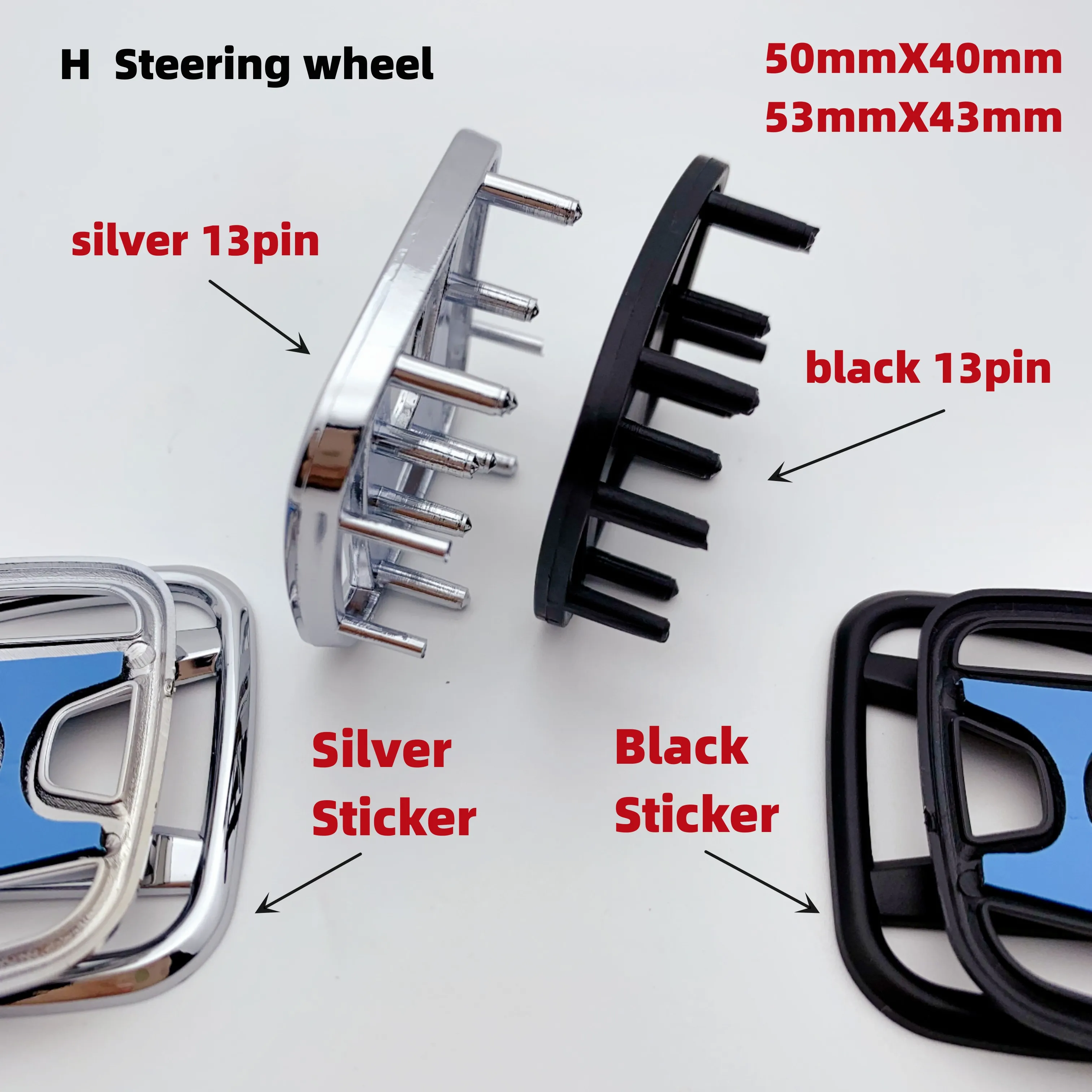 

Size 53mm/50mm Silver/Black ABS H ondA Car Steering Wheel Emblem H-Sticker For Civic Accord City CRV Jade Fit Hybrid Accessories