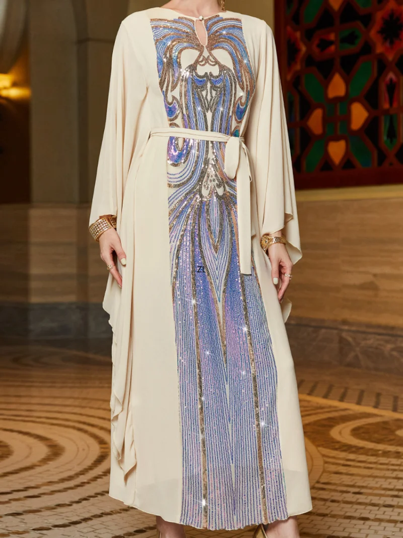 Eid Middle East Kaftan Arabic Robe Lace Up Dress Muslim Women Party Dresses Ramadan Abayas Caftan Kaftan Elegant Vestidos