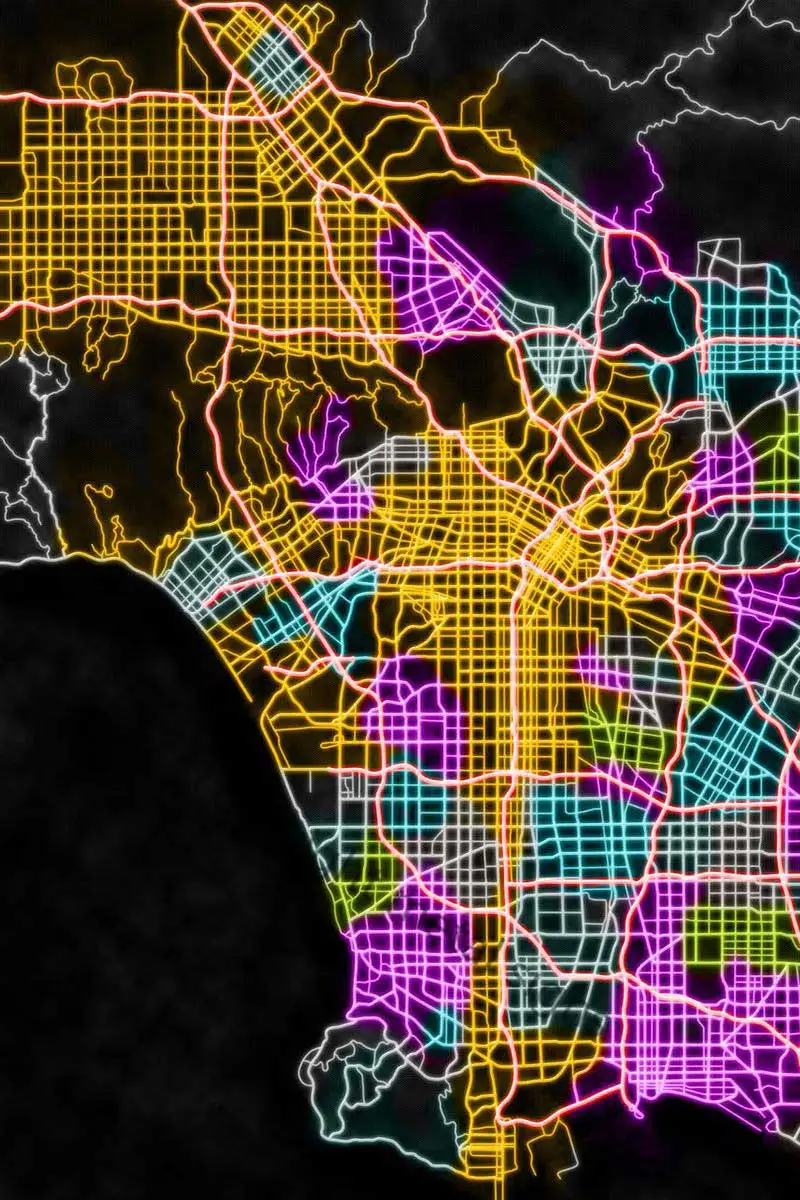 

Неоновая ретро-карта Лос-Анджелеса Ca, винтажная металлическая вывеска, жестяные таблички, Настенный декор, неоновая вывеска для кафе, дома, ...