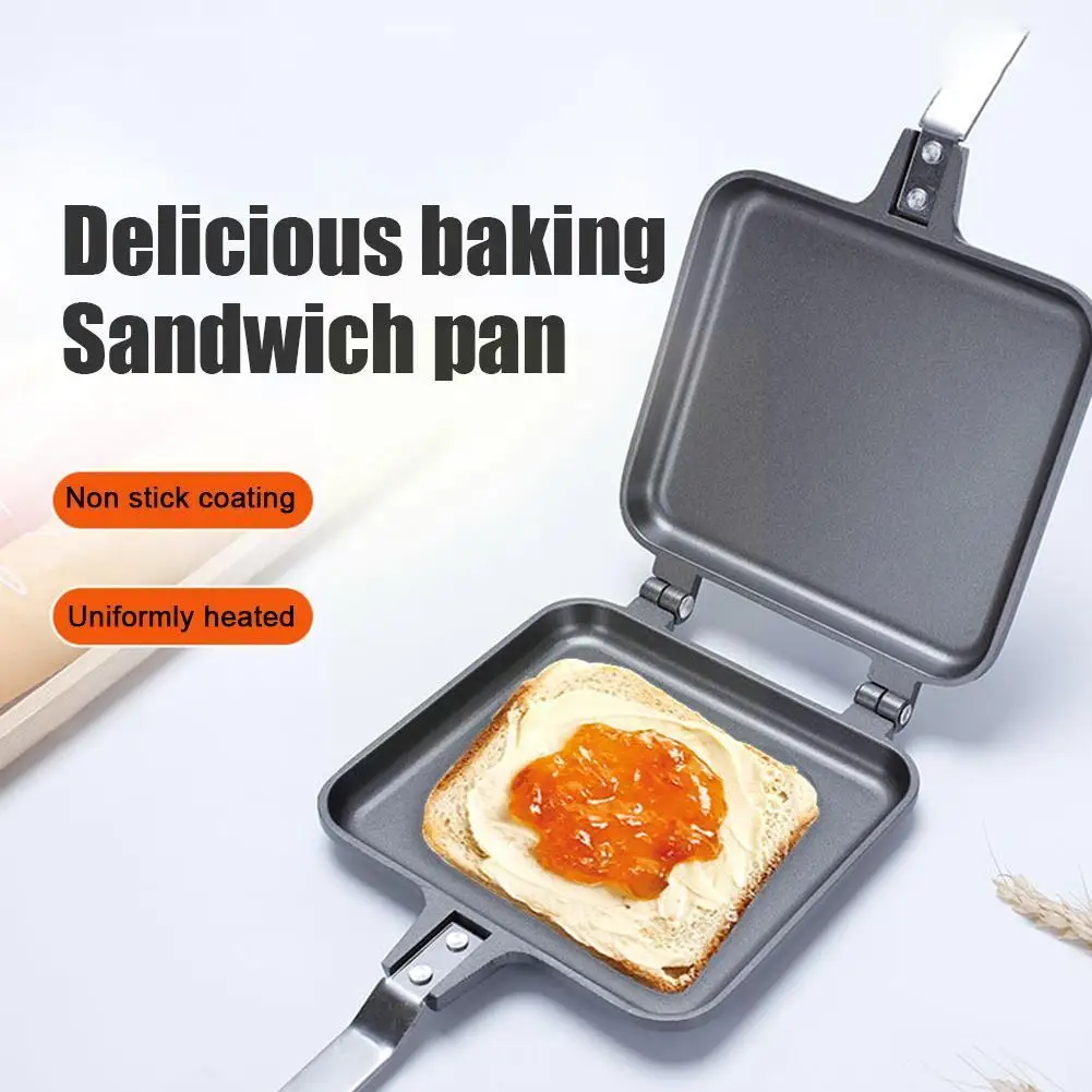 

Double-sided Sandwich Pan Non-stick Foldable Grill Frying Pan For Bread Toast Breakfast Machine Waffle Pancake Kitchen Supp V3f2