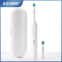 azdent 2022 usb rechargeable smart timer brush whitening 3 mode washable electric toothbrush adult 2 brush heads travel box set