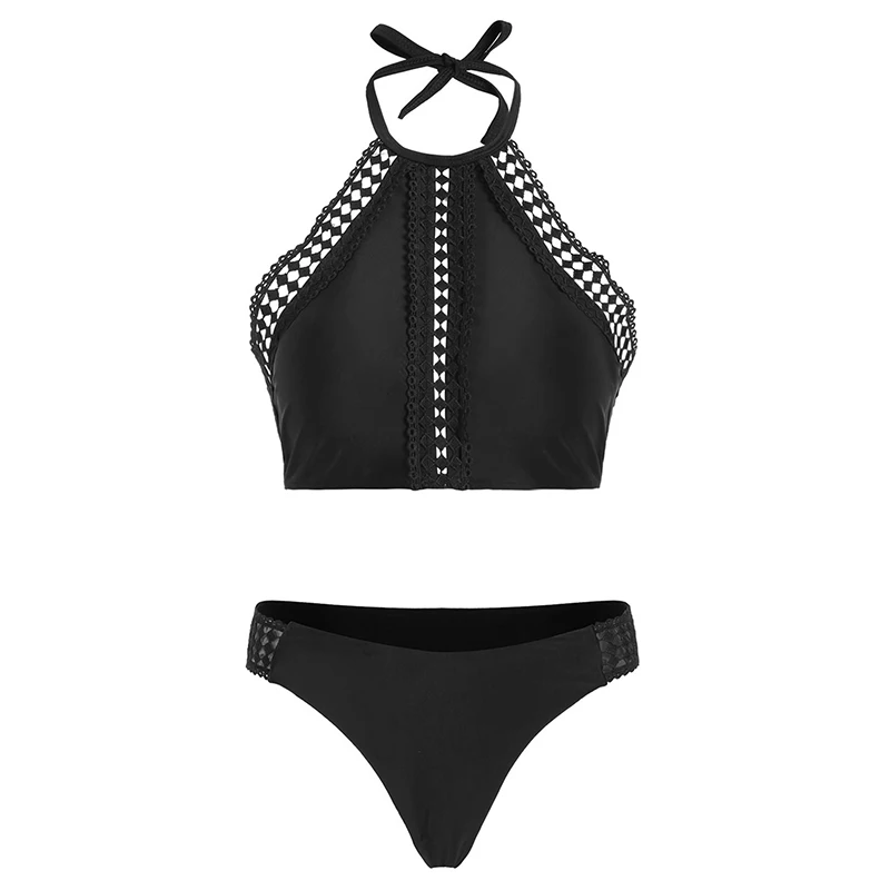 

Hollow Out Halter Neck Two Piece Swimwear Openwork Two Piece Set