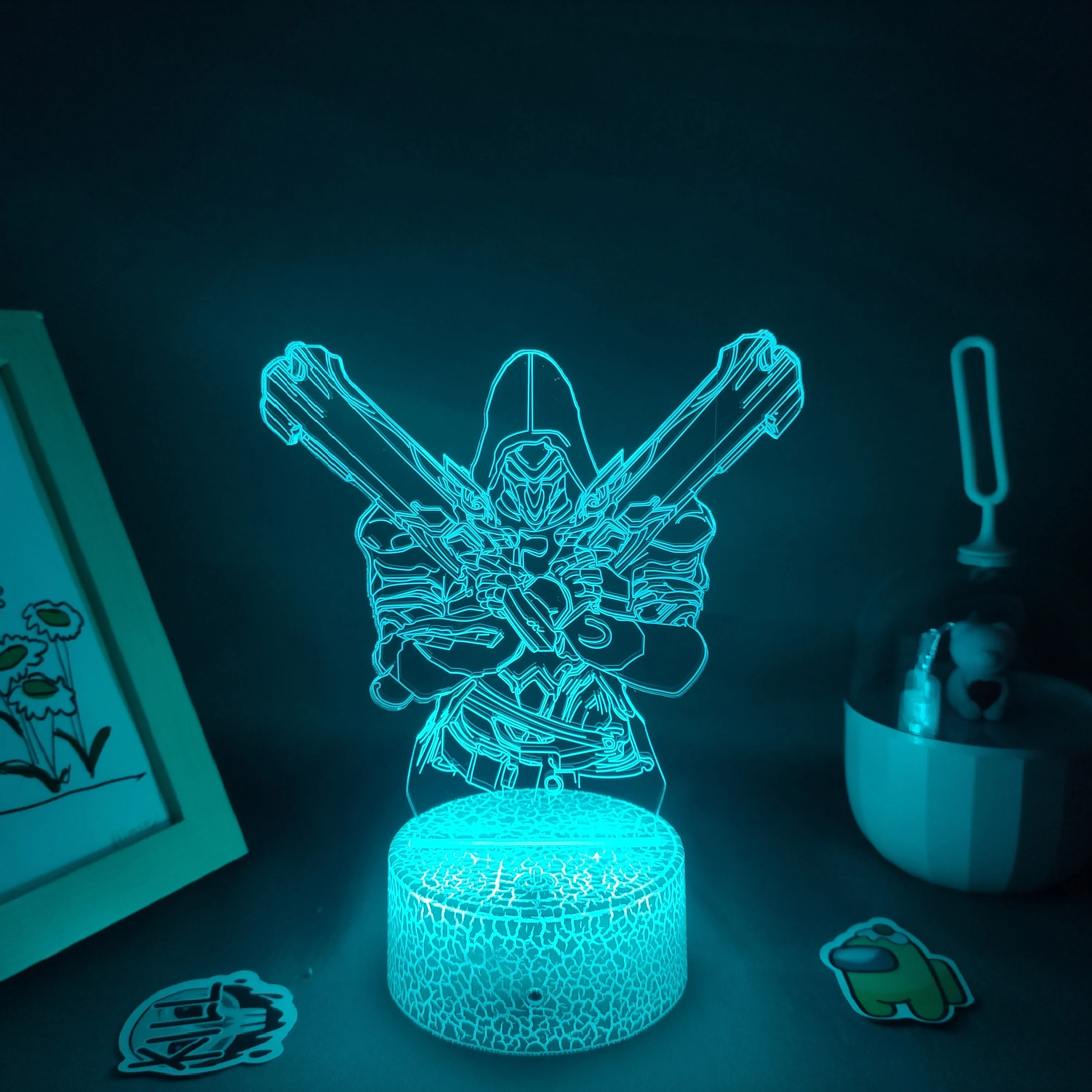 Overclock фигурка из игры OW жнец Габриэль Реда 3D лампы светодиодные RGB ночники подарок