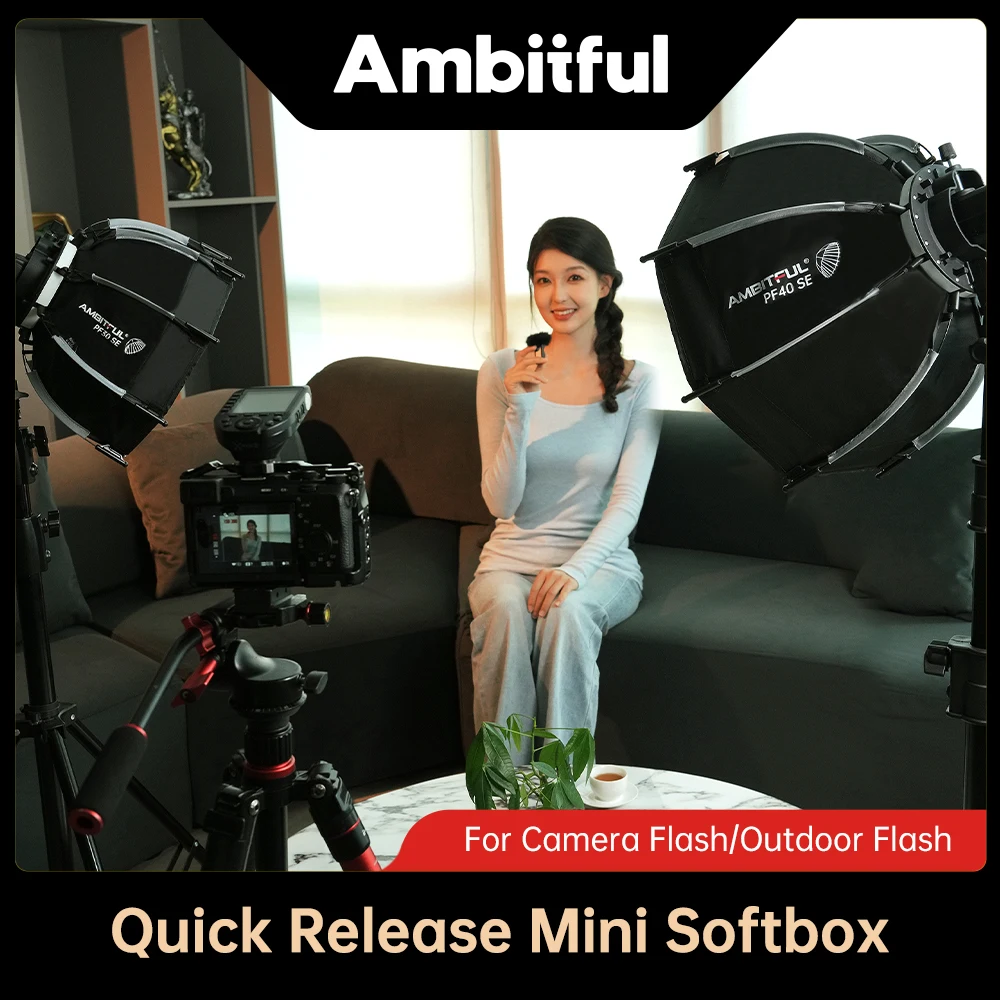 Фото Ambitful PF30/PF40 30см/40см мини-портативный восьмиугольный софтбокс-зонт + сотовая решетка для уличной вспышки для V1 №2