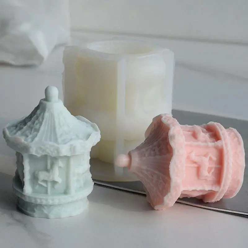

3D Carousel Silicone Candle Mold Aromatherapy Plaster Handmade Gypsum Epoxy Resin Soap Mold Family Wedding Decor Souvenirs New