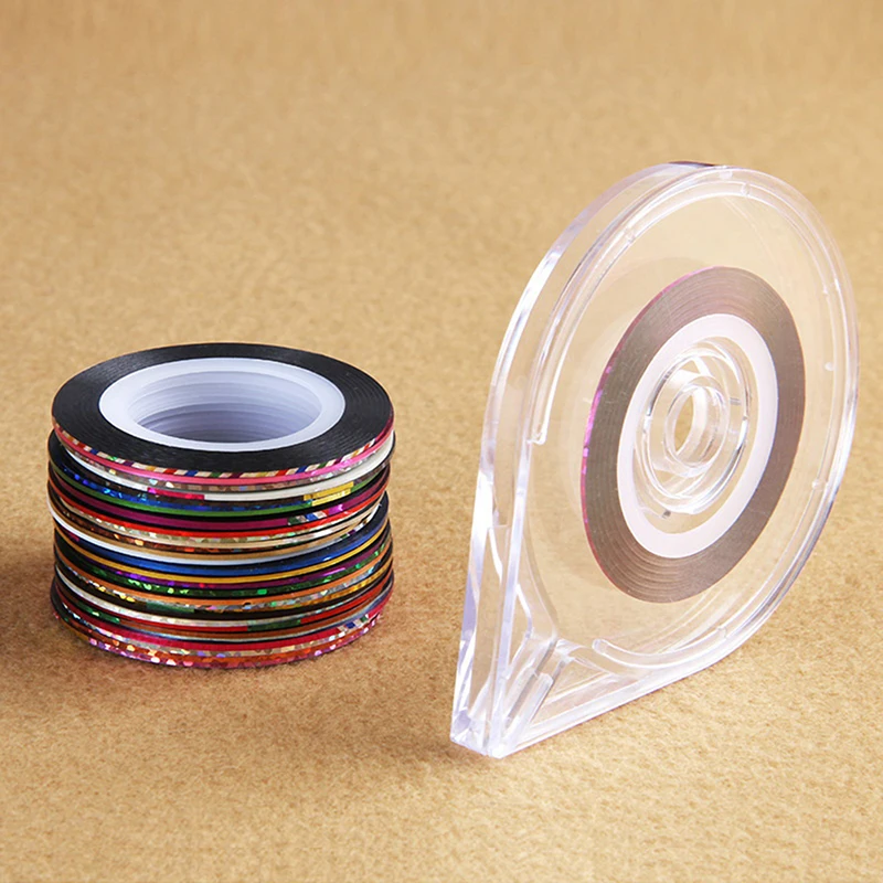 

30 Rolls +1 Case Mixed Colors Rolls Striping Tape Line DIY Nail Art Tips Decoration Sticker Nail Art Metallic Yarns Strips