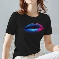 black all match women tshirts fashion sexy lips series female tops tee summer casual o neck ladies short sleeve womens clothes