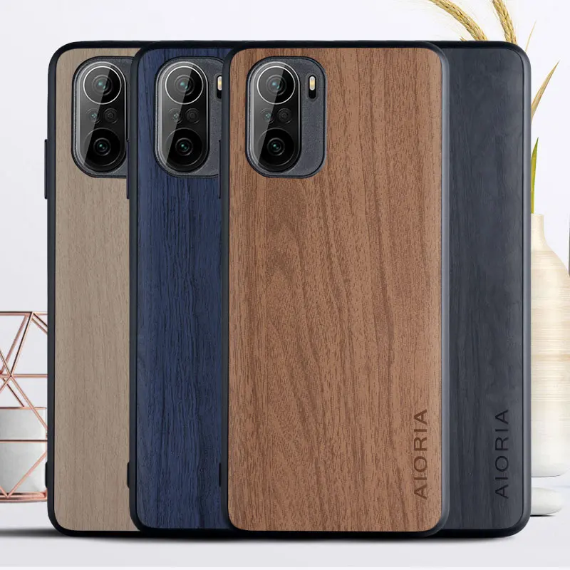 

WoodLike case for Xiaomi Redmi K40 Pro Plus soft TPU Hard PC PU leather 3in1 material coque fundas covers for Redmi K40 pro+