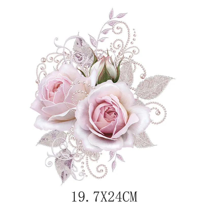 

19.7x24cm New Colorful Flower Iron On Patches For DIY Heat Transfer Clothes T-Shirt Thermal Stickers Decoration Printed