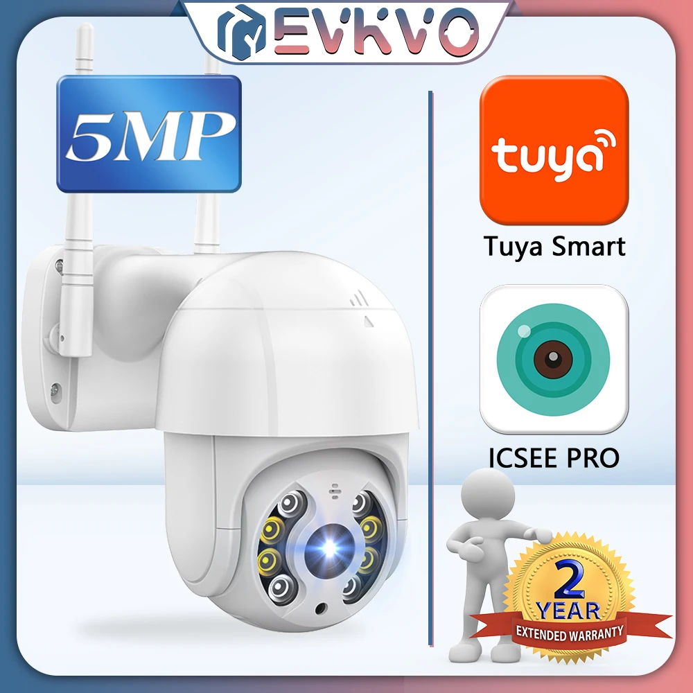 5MP Tuya Smart PTZ Wifi IP Camera Outdoor 4X Digital Zoom AI Human Detect Wireless 2 Way Audio Security CCTV iCsee | Безопасность и
