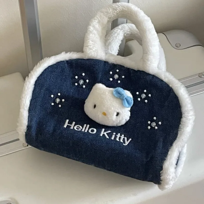 

Hello Kitty Sanrio Handbag Anime Kawaii Y2k Retro Plush Shoulder Bag Cute Cartoon Fashion Women's Commuting Underarm Package