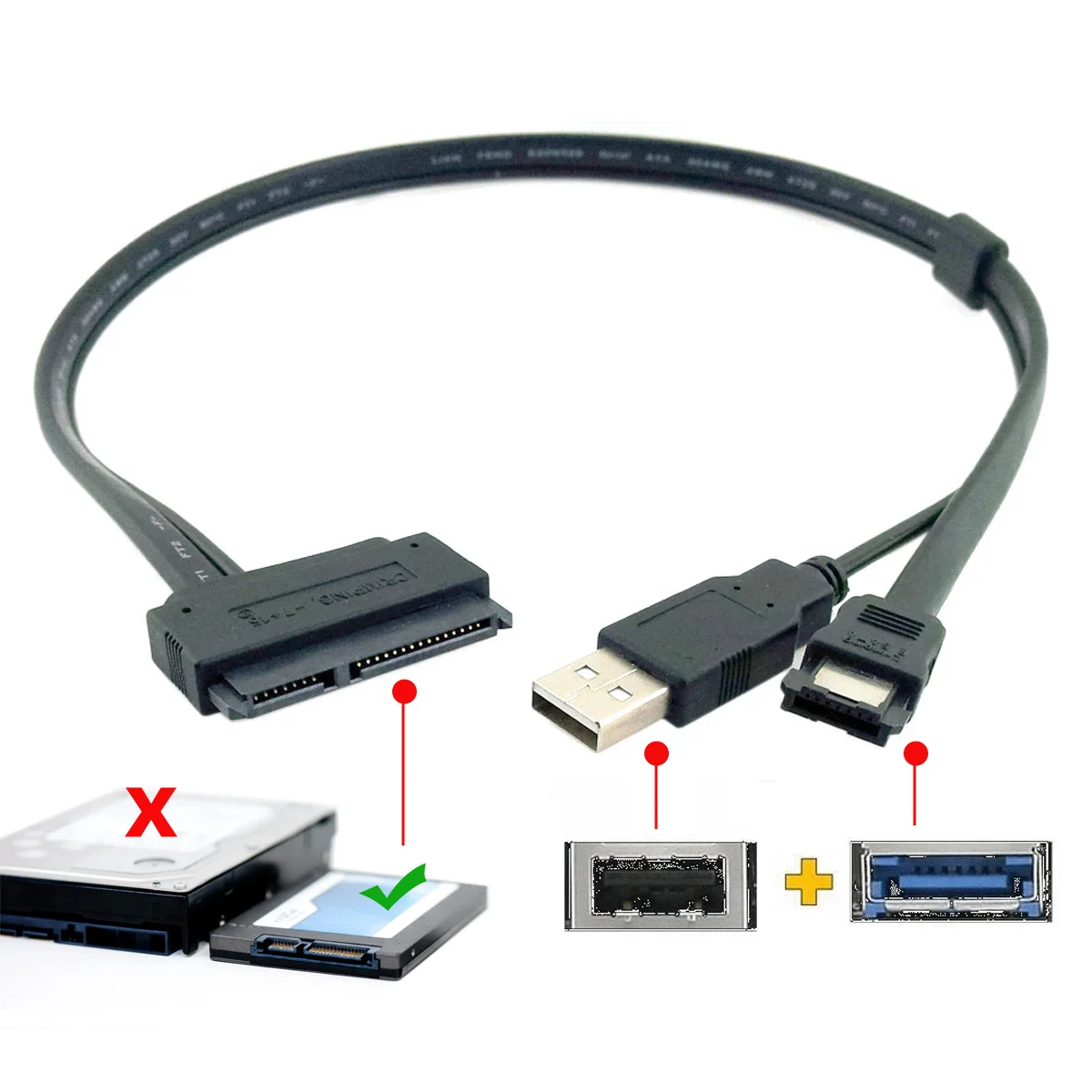 CY 50 см 2 5 дюймов жесткий диск SATA 22Pin к eSATA Дата-кабель с питанием от USB | Компьютеры и