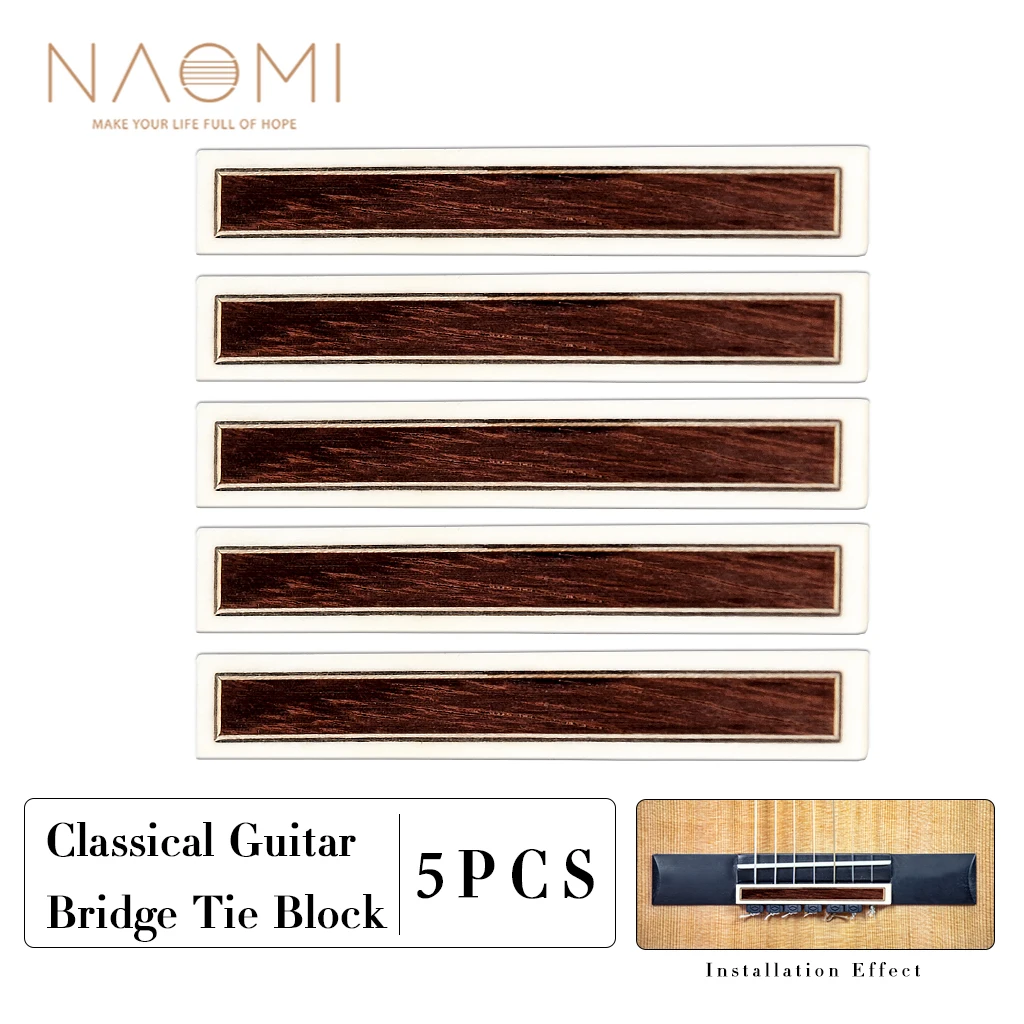 Accesorios para guitarra clásica, corbata de 5 piezas con incrustaciones de concha de hueso de búfalo, puente de palisandro de Luthier, corbata de bloque, Flamenco
