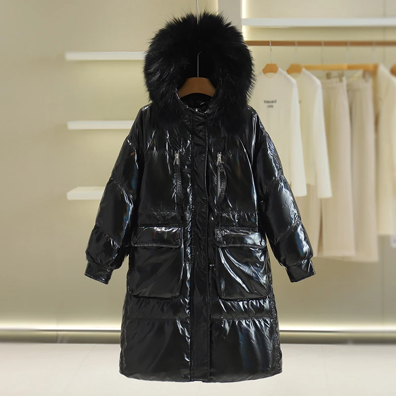 Цена на счетчик: 799 юаней [BA] Прямой теплый пуховик средней длины с воротником из