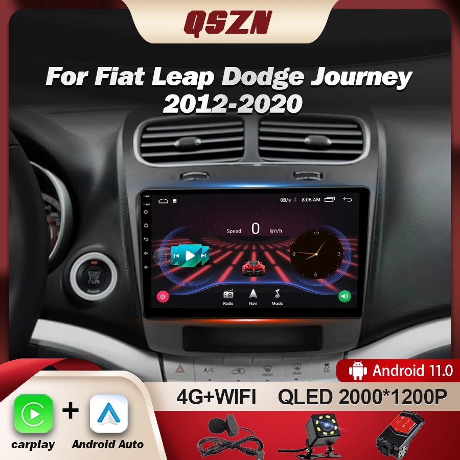 

Автомагнитола QSZN для Dodge Journey Fiat Freemont Leap 2012-2020 GPS-навигация мультимедийный плеер 4G Wifi BT Carplay Android 13