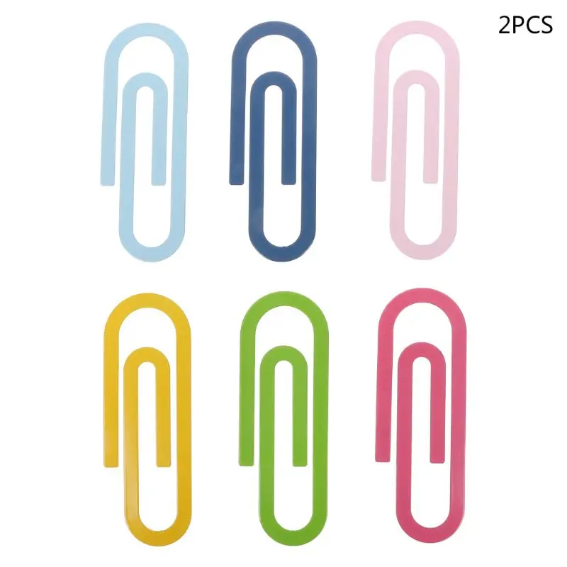 

2 Pcs Cute Big Metal Paper Clip Page Clips Photos Tickets Paperclip Off