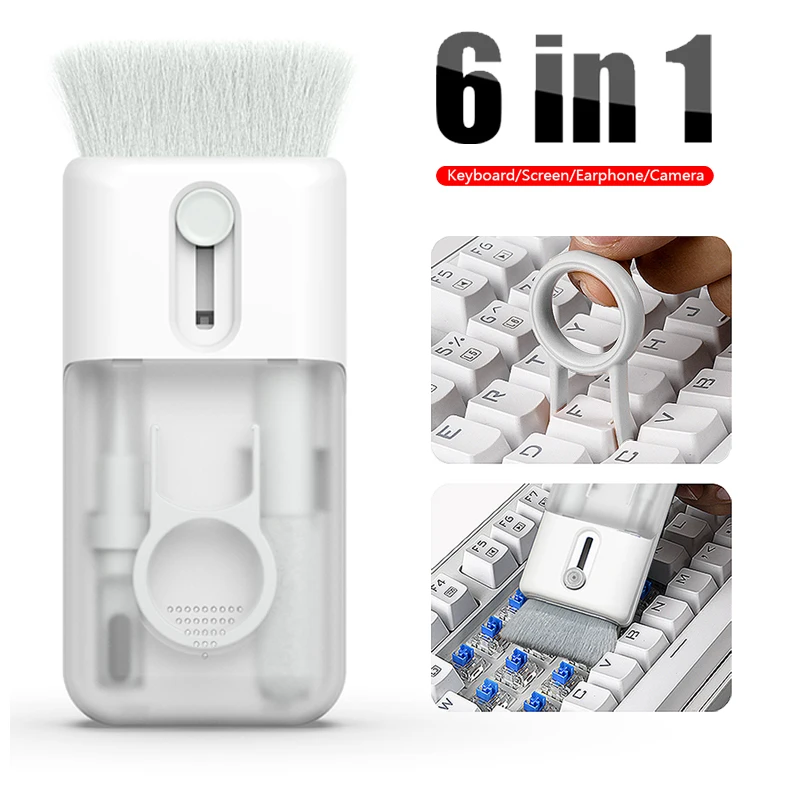 

6 In 1 Cleaner Cleaning Brushes Set Kit Professional Electronic Keyboard Puller for Laptop Computer Screen Camera Cleaning