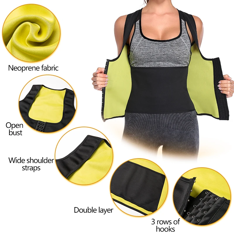 Workout Waist Trainer Vest Corset for Women Weight Loss Training Cincher Body Shaper Slimming Tops Sauna Sweat Compression Shirt