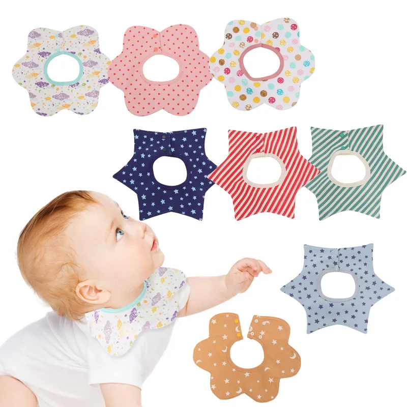 

New Baby Bibs Octagon 360 Degree Cotton Bibs Cartoon Print Saliva Towel Baby Boys Girls Feeding Apron Cotton Bandana Bibs